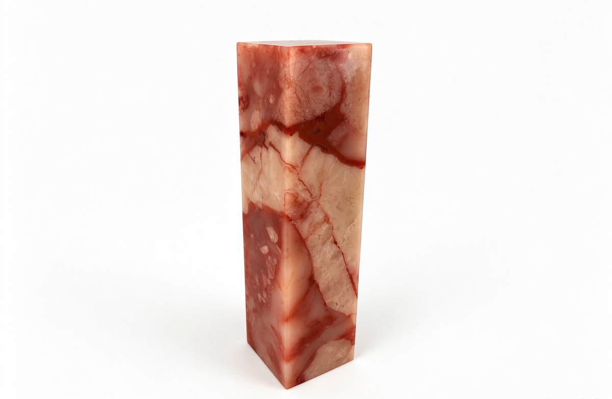 BALIN STONE-Cinnabar Pink Marbled Freeze Stone Square Chop