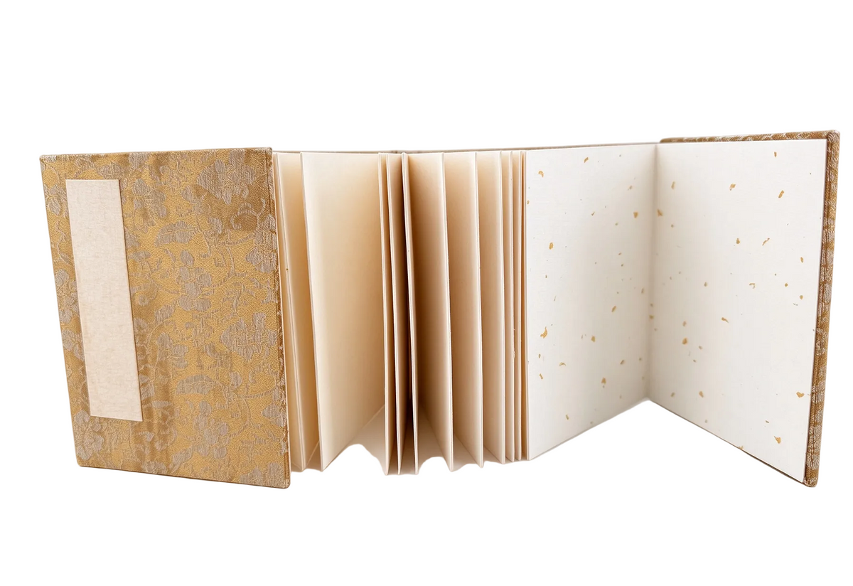 Accordion Fold Brush Painting Album - Antique Floral Brocade