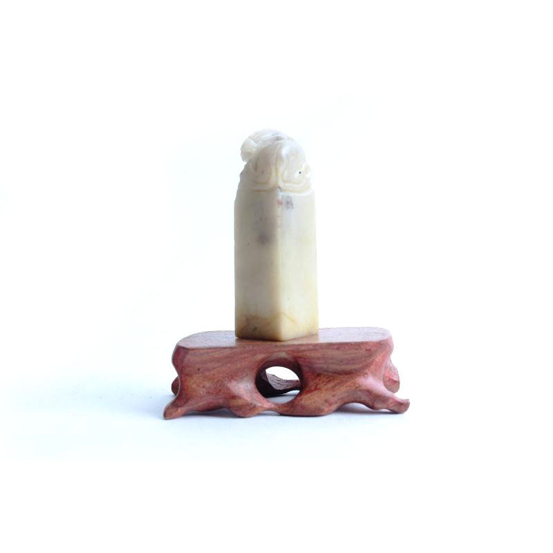 Japanese traditional art seal stone with hand carved pixiu