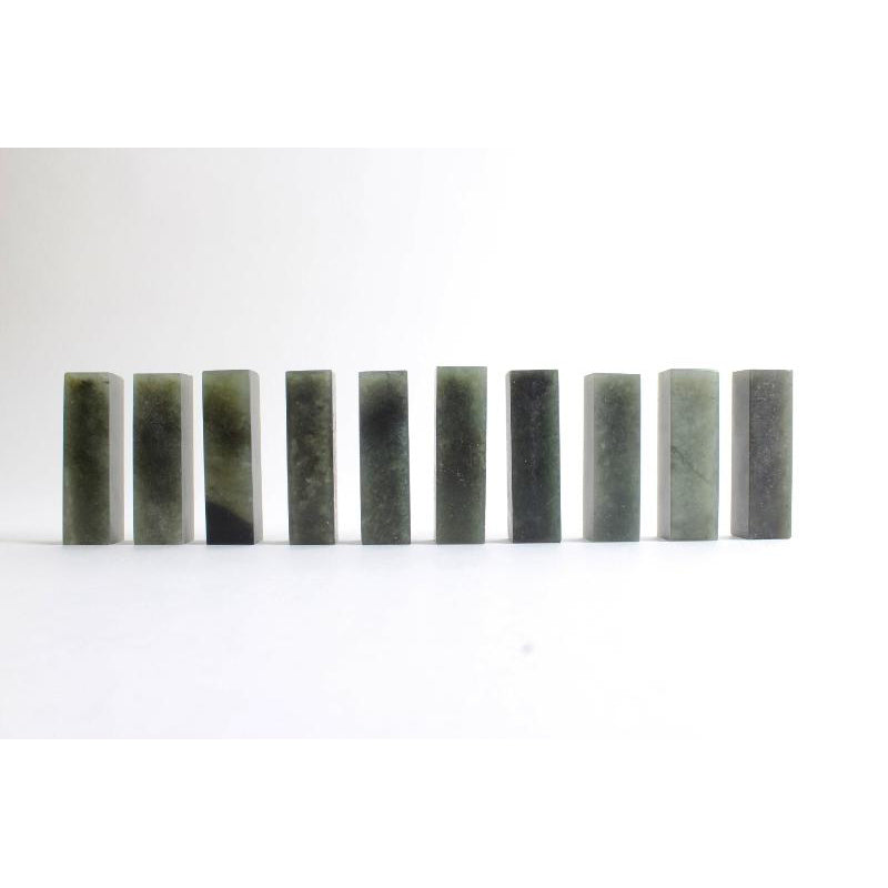 Squre base dark green colored Chinese Qingtian seal stone for Chinese ink painting