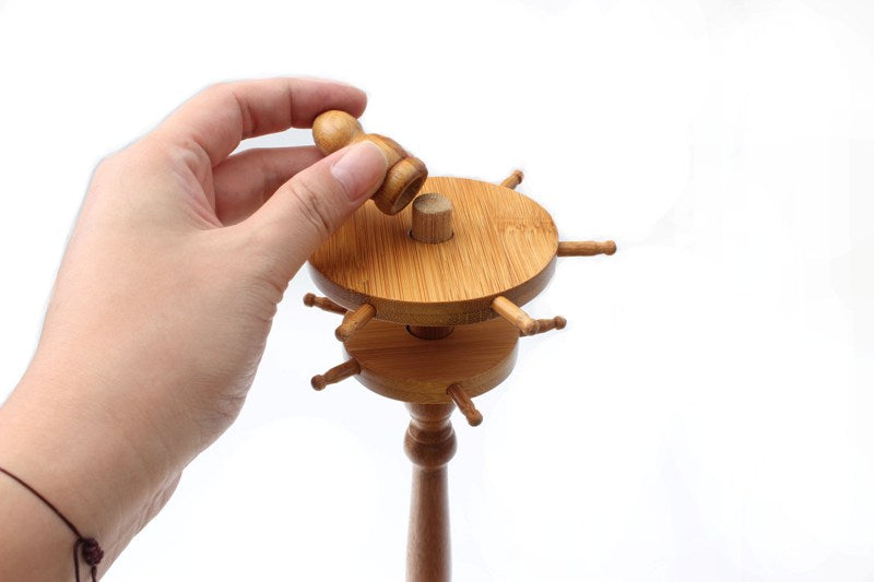  Special Bamboo brush hanger with spinning wheels   on top for landscape painting.