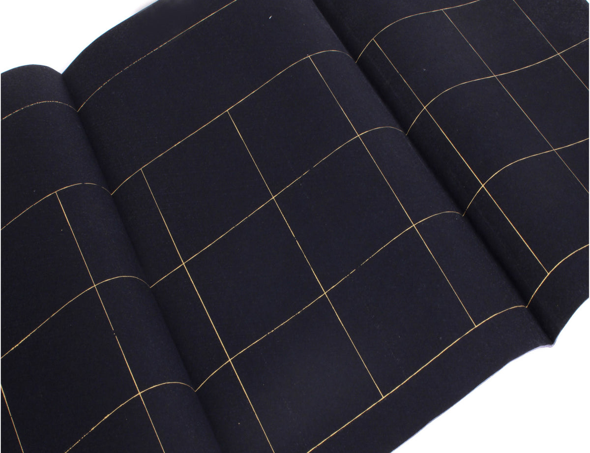 detail view of the &quot;Black Knight&quot; - Black Gold-Grid Decorative Shuen Paper for calligraphy writing