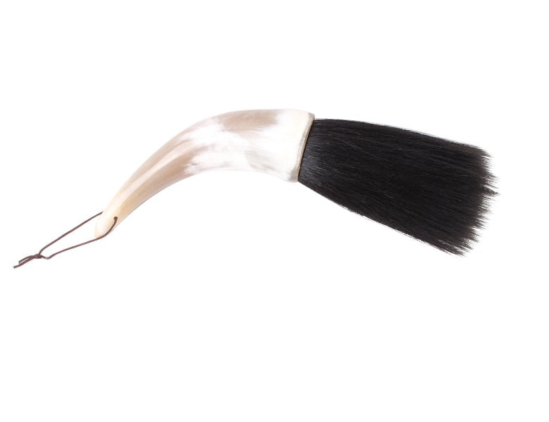 front view of this mongolian steppe bull horn brush which is a great item for you to use in your sumi and calligraphy art creation