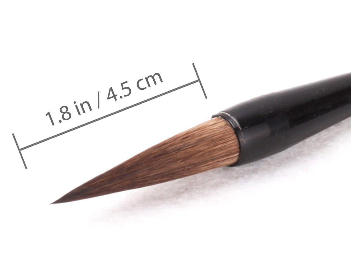 with its small size having a tip of 1.8 inch / 4.5 cm we recommend you to use this brush for small scale calligraphy (mainly caoshu and xingshu styles) writing and fineline painting in sumi