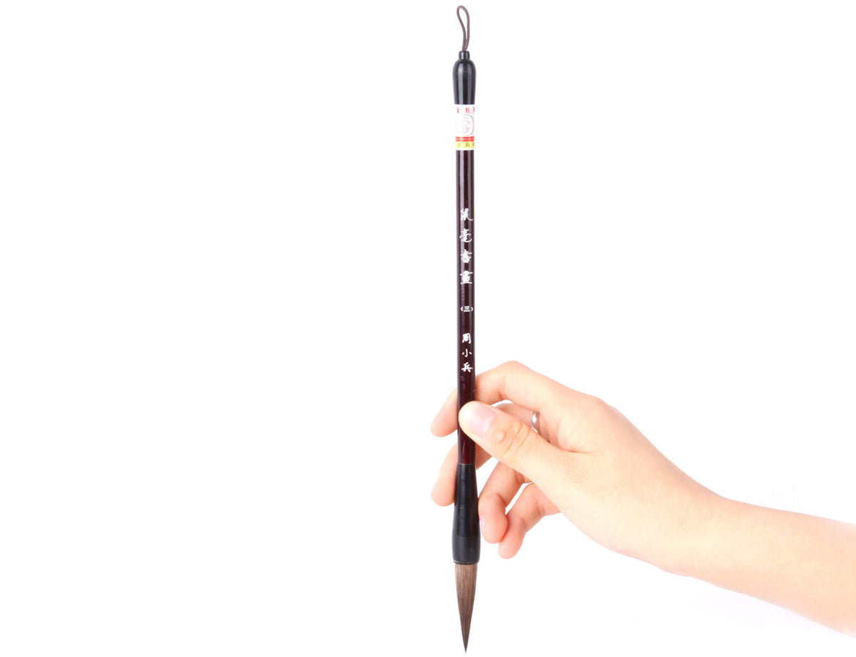 the recommended way to hold the brush is to hold it at about two fifths of the brush handle as how it is illustrated in the picutre