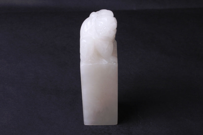 Asian calligraphy &amp; sumi-e painting artwork signature seal stone with natural white color &amp; hand carved gragon head