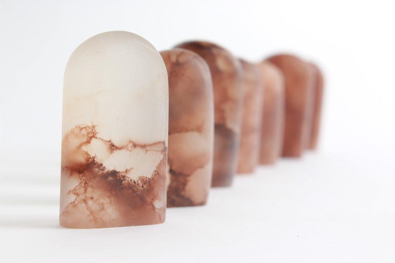 Beautiful transparent red and white colored seal stone with a smooth surface.