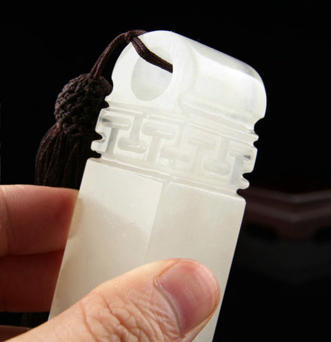 Asian hand carved fortune sign kunlun seal stone for Chinese Kanji calligraphy.