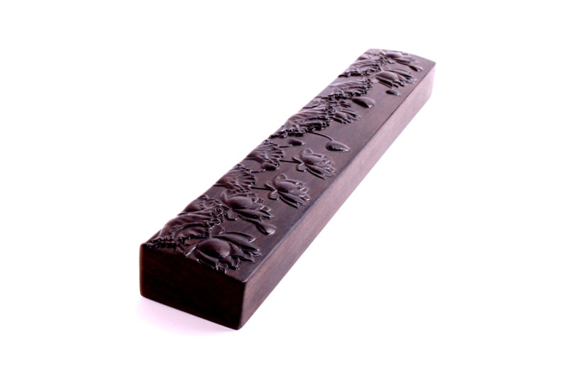 Hand carved Chinese Catalpa wood paper weight set for Oriental brush painting