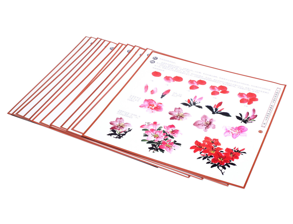 instructional part of this book with details of how to paint an azalea flower step by step