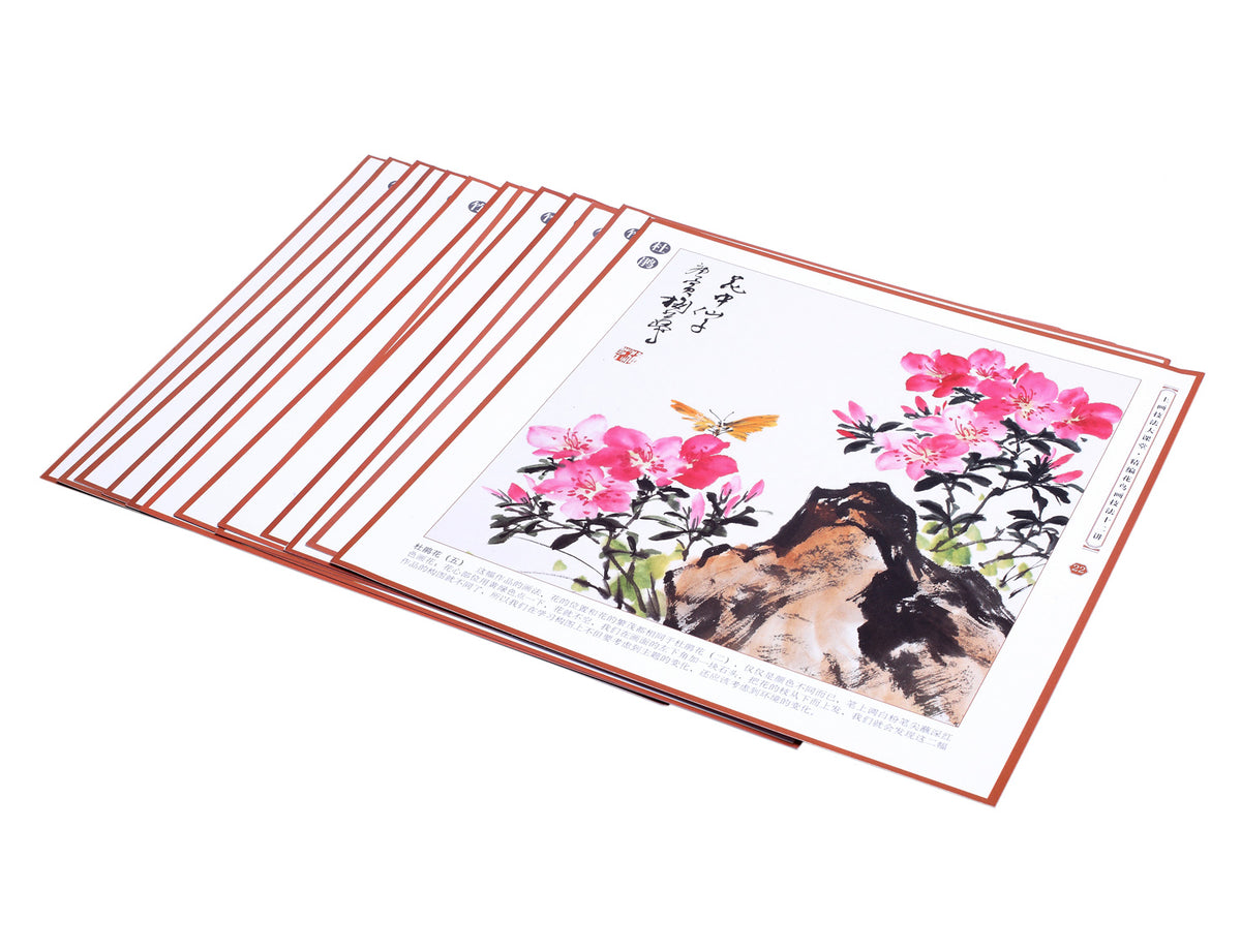 demonstrating part of this book of a well composed azalea sumi painting for your inpiration of your own art creation