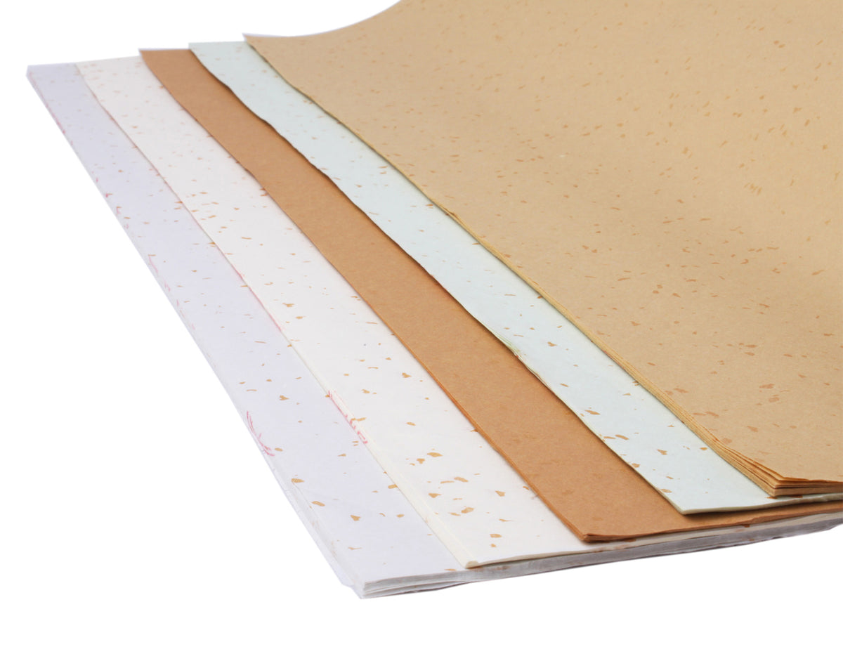 front view of all five beautiful colors with golden speckles of the Golden Rain Assortment | Set of Decorative Shuen Paper