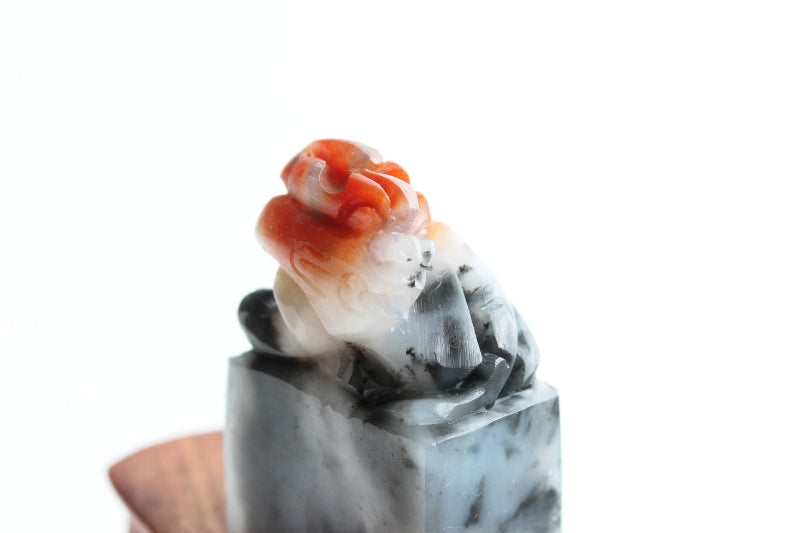 Chinese Calligraphy Signature Chop With Hand Carved Pixiu Head