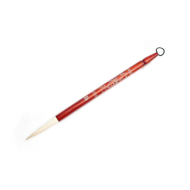 Traditional Chinese Kanji calligraphy cao shu &amp; xing shu script writing brush with hand carved wooden handle.