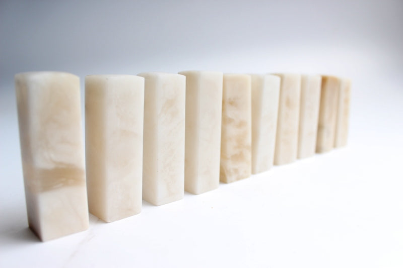 Chinese &amp; Japanese Kanji Calligraphy &amp; sumi-e brushpainting seal stone in white color.