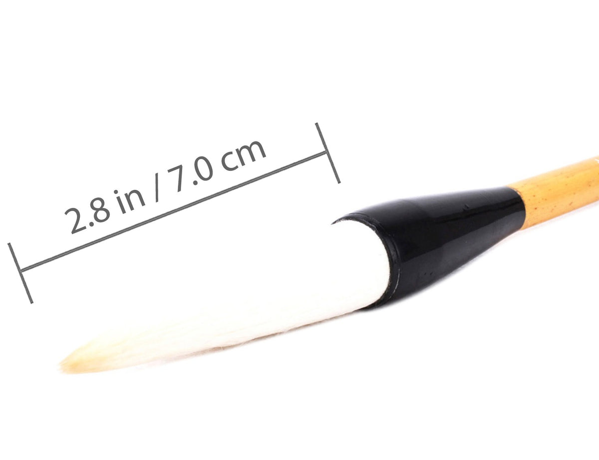 dimensions indicated in inch and centimeter for the tip of the snowy mountain mixed hair brush
