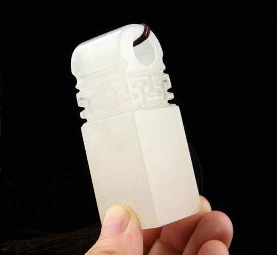 Dojo certificant signature seal stone in transparent white color.