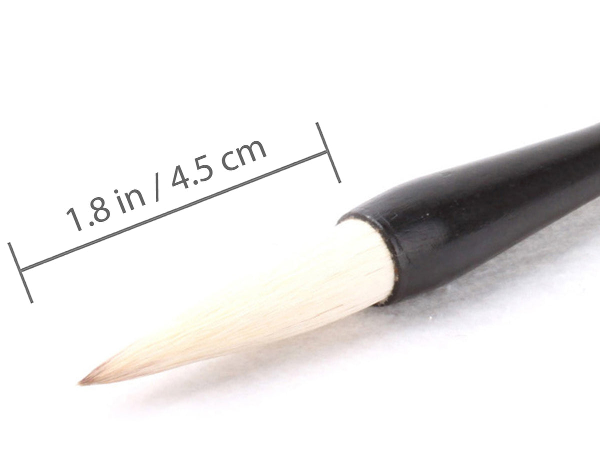 dimensions indicated in inch and centimeter for the tip of the shanshui landscape master mixed hair brush