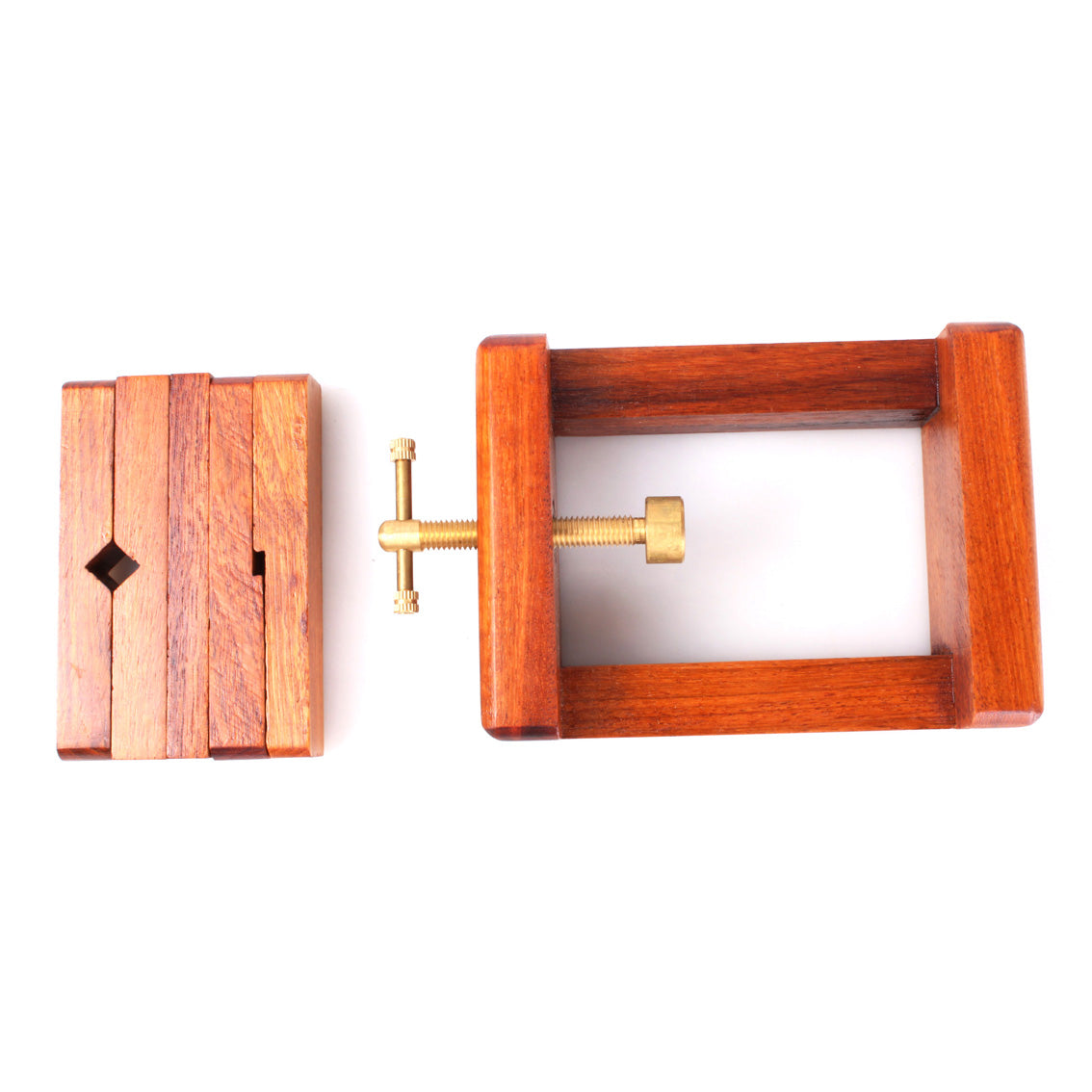 picture of the components of this wooden chinese seal carving stand unassembled