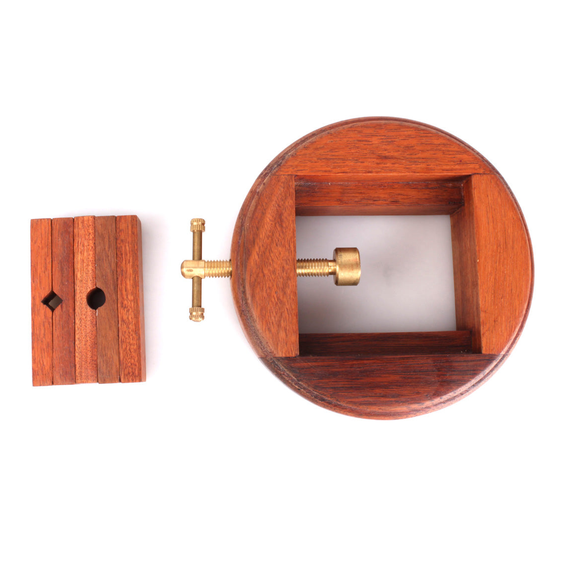 picture of the components of this wooden chinese seal carving stand unassembled