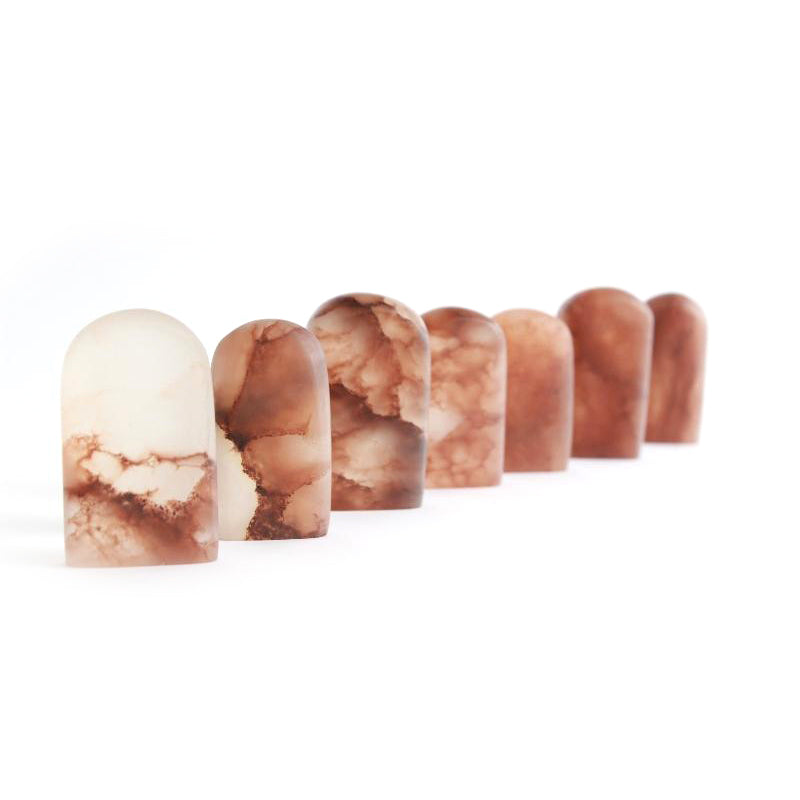 Sumie artwork hand carved signature stamp stone in transparent red color.