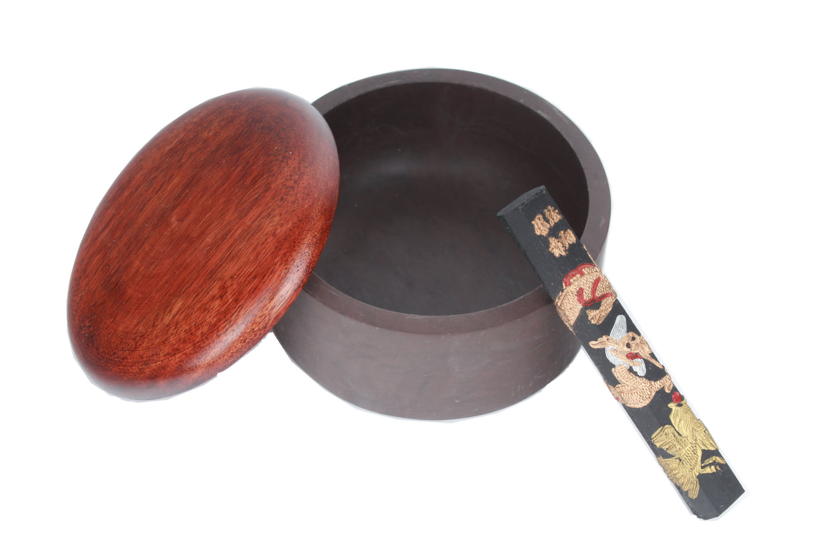 Kanji calligraphy ink slab with a smooth polished surface.