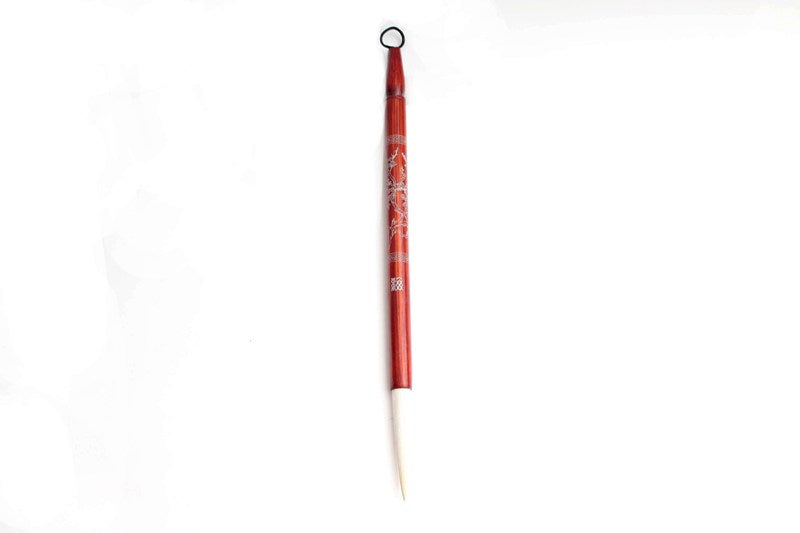Goat hair sumi-e brush with hand carved   wintersweet wooden handle for cao shu script   calligraphy.